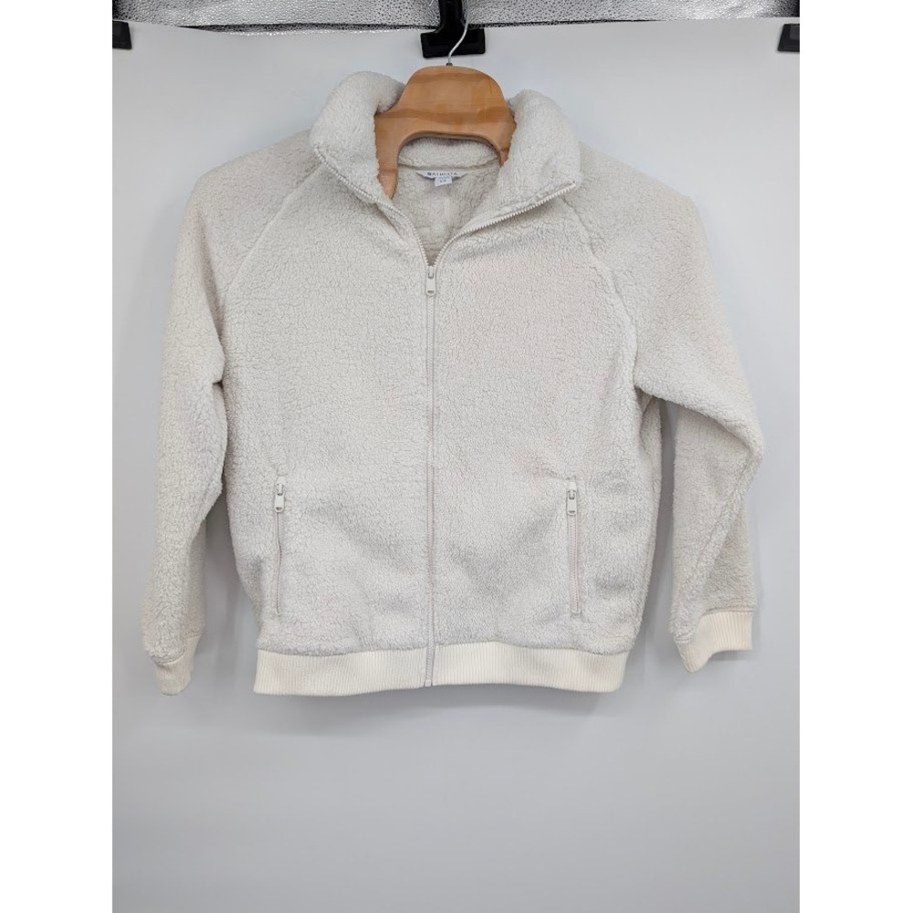 Athleta Tugga Sherpa Fleece Full zip Jacket Cream Women's sz L